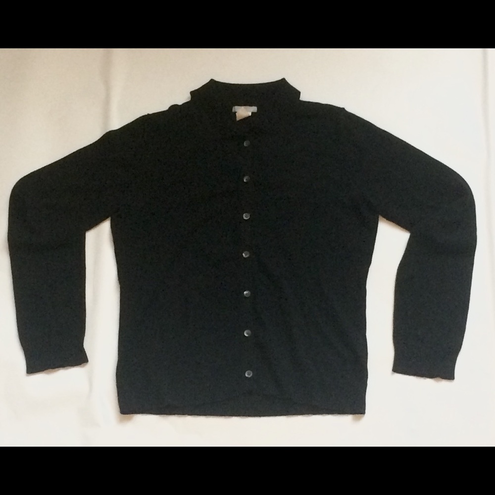 Black J. Crew Cardigan with Collar, Size Medium